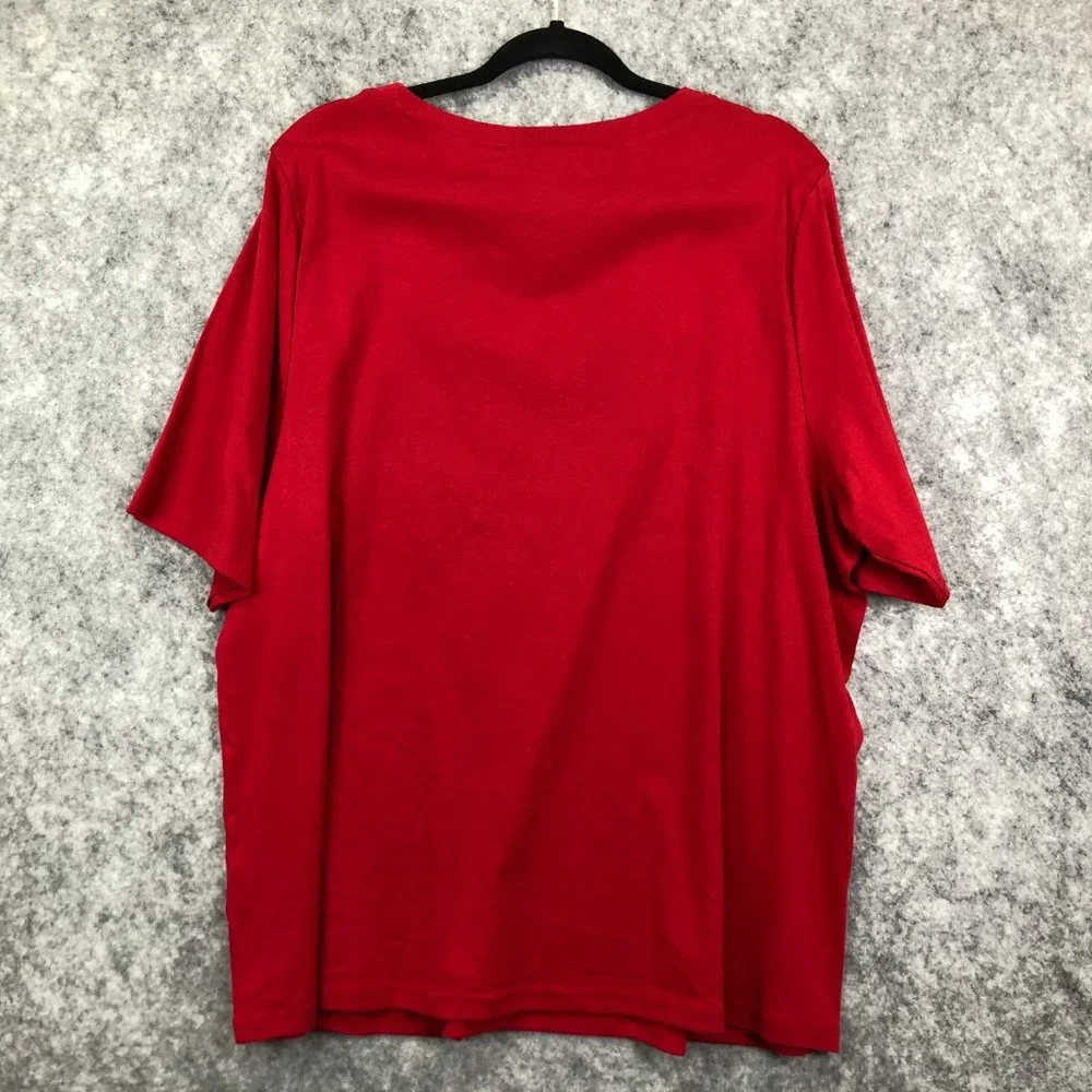 Karen Scott Top Size 0X Women Elbow Short Sleeve V Neck Solid Red Button Accent - Picture 7 of 10